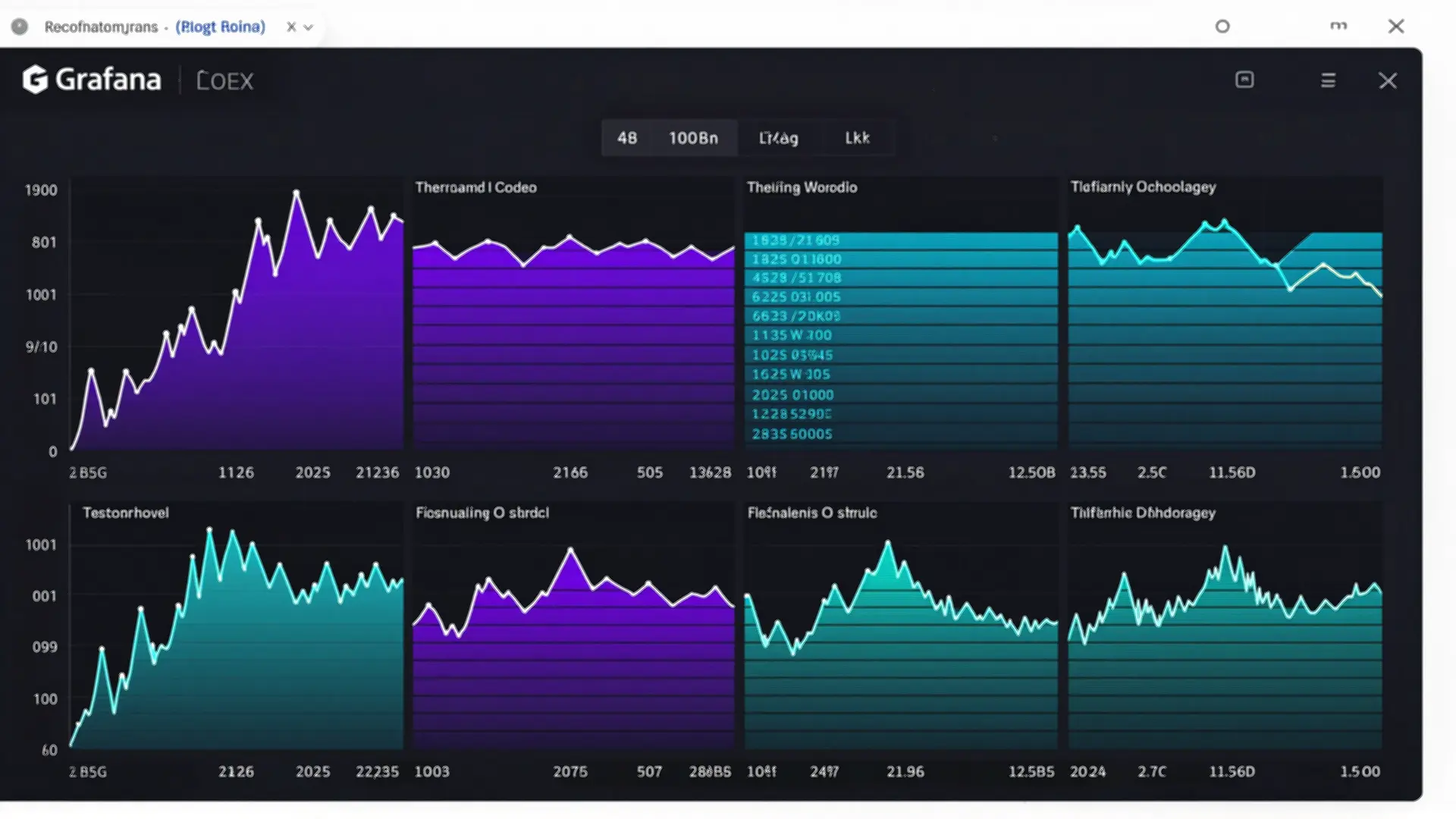 Grafana dashboard showing log metrics and query interface