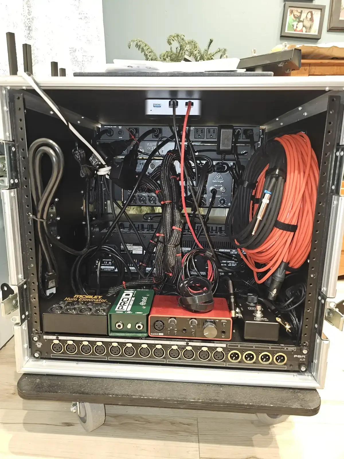 Silver flight case in venue