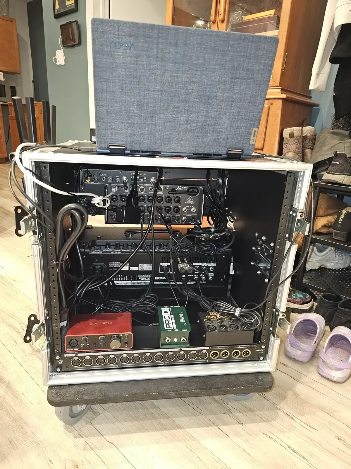 Laptop mounted on rack