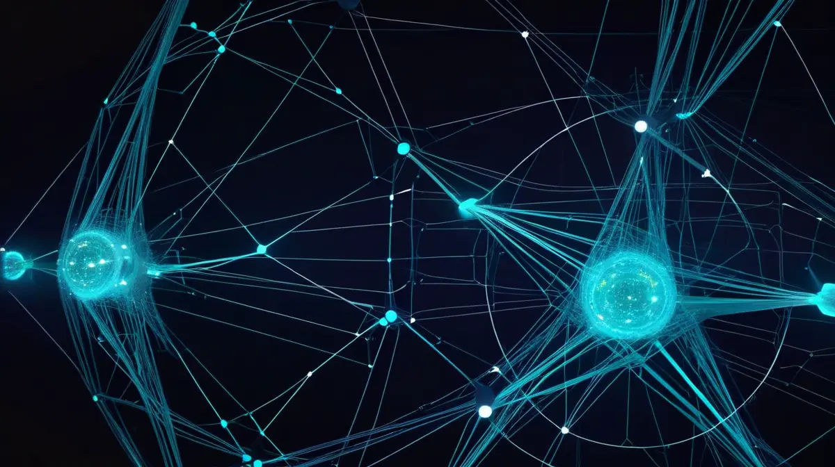 Abstract visualization of multi-agent collaboration — specialized AI agents working together as a coordinated team